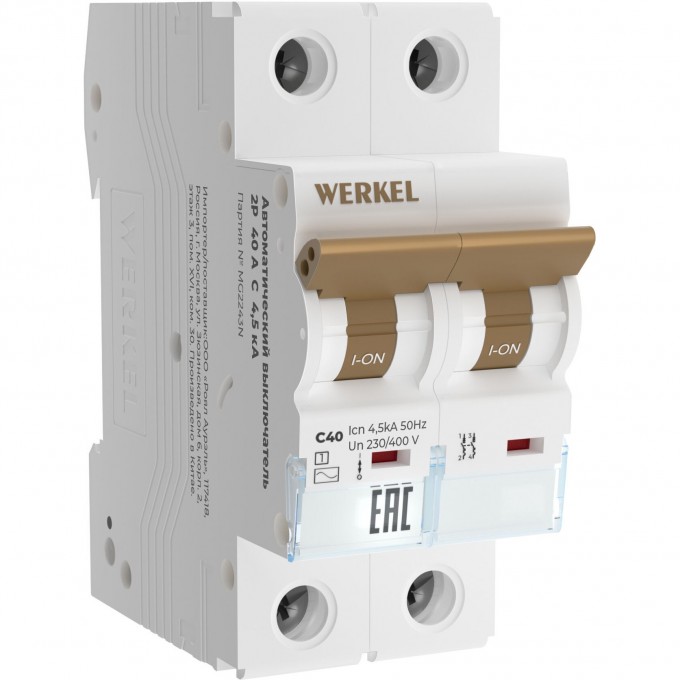 Автоматический выключатель WERKEL W902P404 2P 40 A C 4,5 кА a062498 Автоматический выключатель WERKEL W902P404 2P 40 A C 4,5 кА a062498