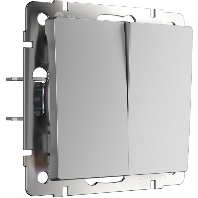 Перекрестный переключатель WERKEL W1123008 двухклавишный, серебряный a058435 Перекрестный переключатель WERKEL W1123008 двухклавишный, серебряный a058435