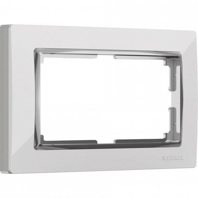 Рамка для двойной розетки WERKEL SNABB WL03-Frame-01-DBL-white (белый/хром) a033481 Рамка для двойной розетки WERKEL SNABB WL03-Frame-01-DBL-white (белый/хром) a033481