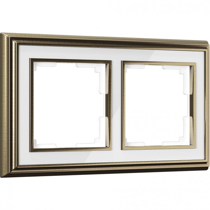 Рамка из металла на 2 поста WERKEL PALACIO WL17-Frame-02 бронза/белый a037683 Рамка из металла на 2 поста WERKEL PALACIO WL17-Frame-02 бронза/белый a037683
