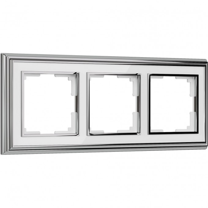 Рамка из металла на 3 поста WERKEL PALACIO W0031331 хром/белый a051200 Рамка из металла на 3 поста WERKEL PALACIO W0031331 хром/белый a051200