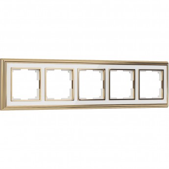 Рамка из металла на 5 постов WERKEL PALACIO W0051329 золото/белый Рамка из металла на 5 постов WERKEL PALACIO W0051329 золото/белый