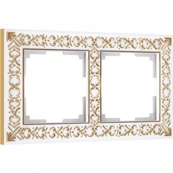 Рамка из металла WERKEL ANTIK W0021523 на 2 поста, белое золото