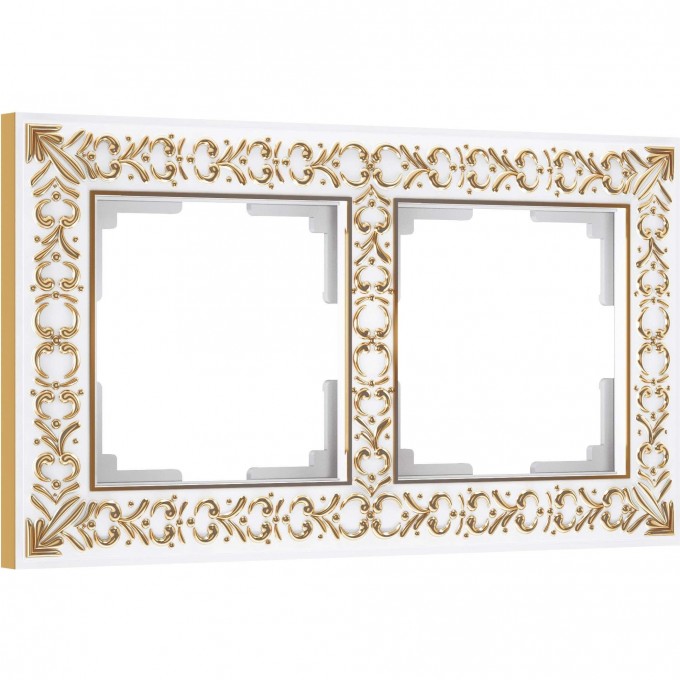Рамка из металла WERKEL ANTIK W0021523 на 2 поста, белое золото a050941 Рамка из металла WERKEL ANTIK W0021523 на 2 поста, белое золото a050941
