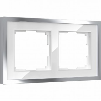 Рамка из металла WERKEL BAGUETTE W0022850 на 2 поста, белый/серебро