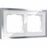 Рамка из металла WERKEL BAGUETTE W0022850 на 2 поста, белый/серебро