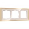 Рамка из металла WERKEL BAGUETTE W0032851 на 3 поста, айвори/латунь