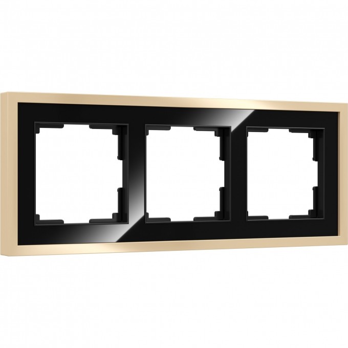 Рамка из металла WERKEL BAGUETTE W0032852 на 3 поста, черный/латунь a060241 Рамка из металла WERKEL BAGUETTE W0032852 на 3 поста, черный/латунь a060241