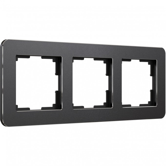 Рамка из металла WERKEL PLATINUM W0032608 на 3 поста, черный алюминий a059216 Рамка из металла WERKEL PLATINUM W0032608 на 3 поста, черный алюминий a059216