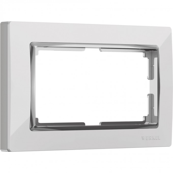 Рамка из пластика для двойной розетки WERKEL SNABB W0081901 белый/хром a051646 Рамка из пластика для двойной розетки WERKEL SNABB W0081901 белый/хром a051646
