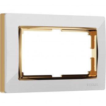 Рамка из пластика для двойной розетки WERKEL SNABB W0081933 белый/золото Рамка из пластика для двойной розетки WERKEL SNABB W0081933 белый/золото