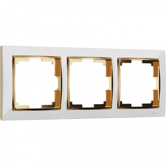 Рамка из пластика на 3 поста WERKEL SNABB W0031933 белый/золото a051644 Рамка из пластика на 3 поста WERKEL SNABB W0031933 белый/золото a051644