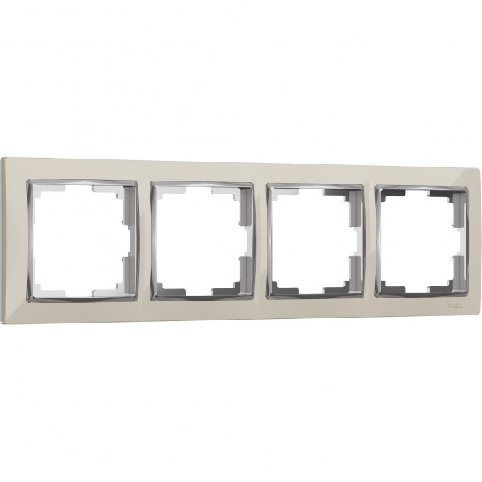 Рамка из пластика на 4 поста WERKEL SNABB W0041903 слоновая кость/хром a051652 Рамка из пластика на 4 поста WERKEL SNABB W0041903 слоновая кость/хром a051652