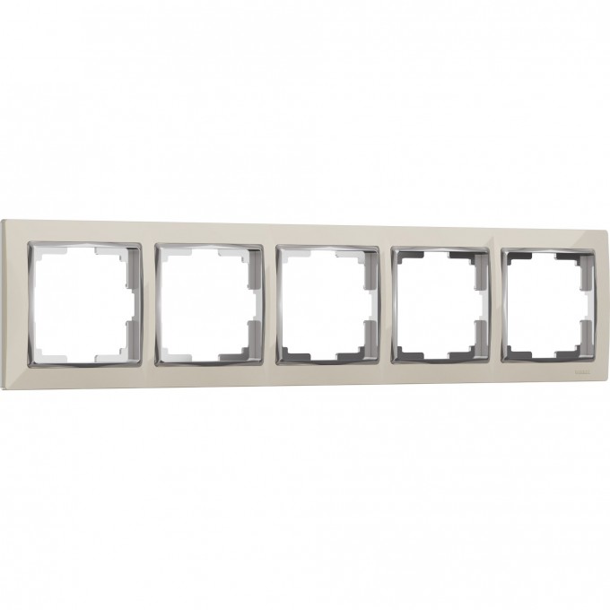 Рамка из пластика на 5 постов WERKEL SNABB W0051903 слоновая кость/хром a051642 Рамка из пластика на 5 постов WERKEL SNABB W0051903 слоновая кость/хром a051642