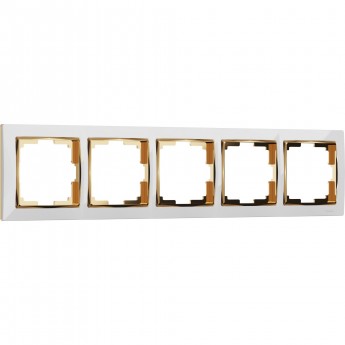 Рамка из пластика на 5 постов WERKEL SNABB W0051933 белый/золото Рамка из пластика на 5 постов WERKEL SNABB W0051933 белый/золото