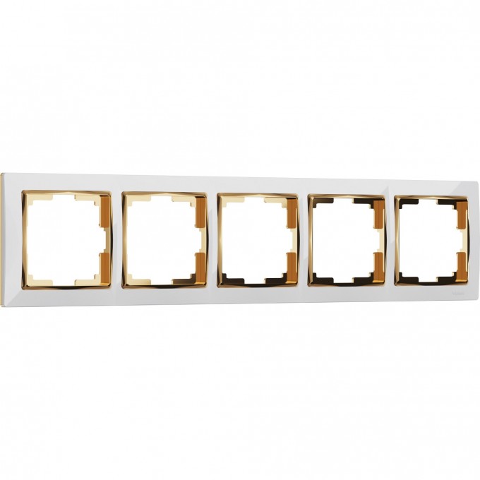 Рамка из пластика на 5 постов WERKEL SNABB W0051933 белый/золото a051664 Рамка из пластика на 5 постов WERKEL SNABB W0051933 белый/золото a051664