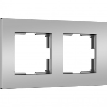 Рамка из поликарбоната WERKEL SLAB W0022965 на 2 поста, серебро матовый