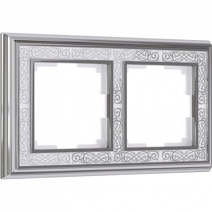 Рамка на 2 поста WERKEL PALACIO GRACIA WL77-Frame-02 (хром/белый) a041163 Рамка на 2 поста WERKEL PALACIO GRACIA WL77-Frame-02 (хром/белый) a041163