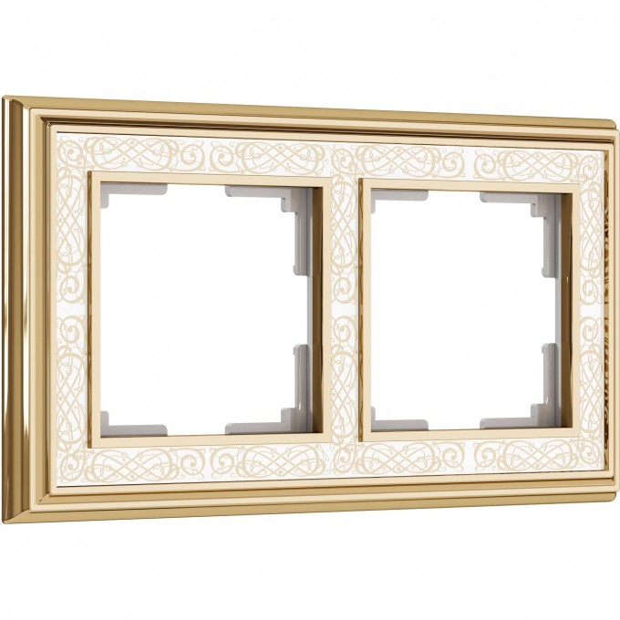 Рамка на 2 поста WERKEL PALACIO GRACIA WL77-Frame-02 (золото/белый) a041160 Рамка на 2 поста WERKEL PALACIO GRACIA WL77-Frame-02 (золото/белый) a041160