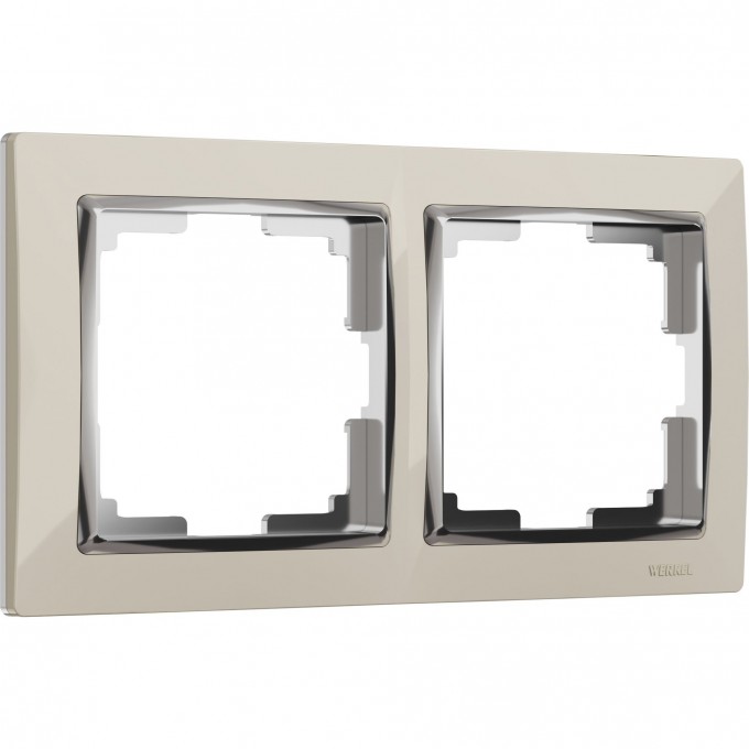 Рамка на 2 поста WERKEL SNABB WL03-Frame-02-ivory (слоновая кость/хром) a028901 Рамка на 2 поста WERKEL SNABB WL03-Frame-02-ivory (слоновая кость/хром) a028901