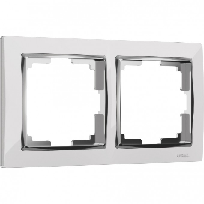Рамка на 2 поста WERKEL SNABB WL03-Frame-02-white (белый/хром) a028881 Рамка на 2 поста WERKEL SNABB WL03-Frame-02-white (белый/хром) a028881