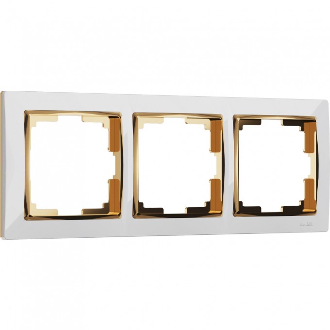 Рамка на 3 поста WERKEL SNABB WL03-Frame-03-white-GD (белый/золото) a035254 Рамка на 3 поста WERKEL SNABB WL03-Frame-03-white-GD (белый/золото) a035254