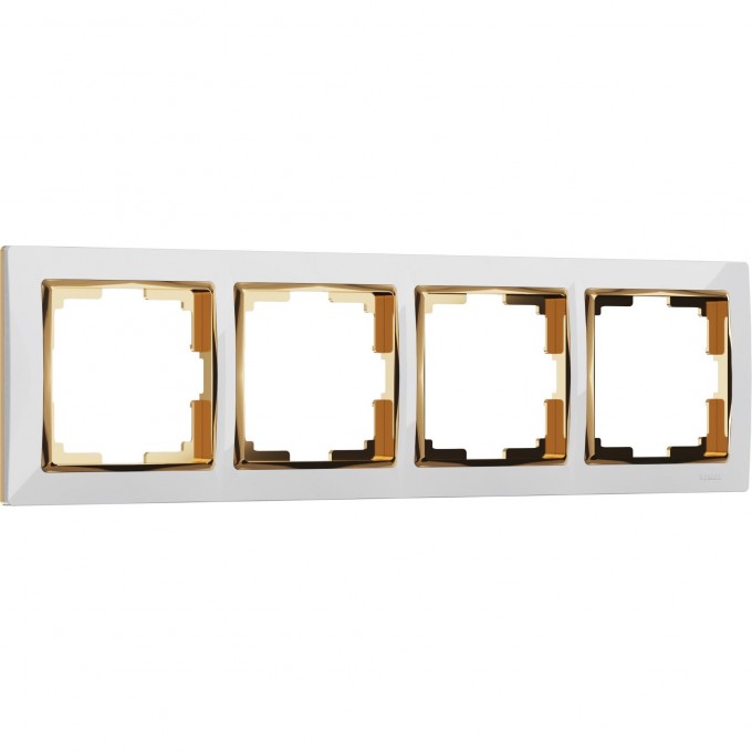 Рамка на 4 поста WERKEL SNABB WL03-Frame-04-white-GD (белый, золото) a035255 Рамка на 4 поста WERKEL SNABB WL03-Frame-04-white-GD (белый, золото) a035255