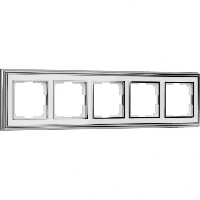 Рамка на 5 постов WERKEL PALACIO WL17-Frame-05 хром/белый a037696 Рамка на 5 постов WERKEL PALACIO WL17-Frame-05 хром/белый a037696