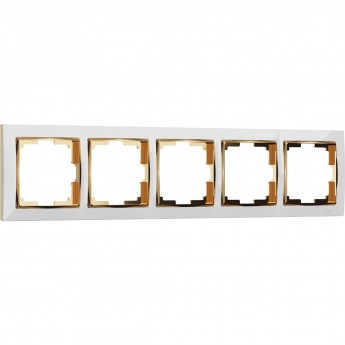 Рамка на 5 постов WERKEL SNABB WL03-Frame-05-white-GD белый/золото