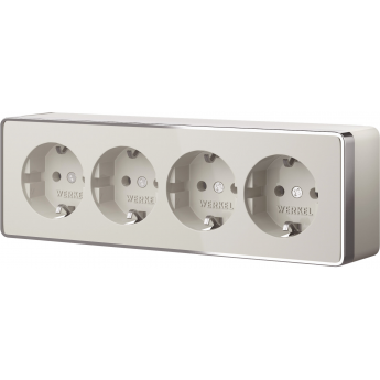 Розетка четверная WERKEL GALLANT W5072204 с заземлением и шторками (слоновая кость)