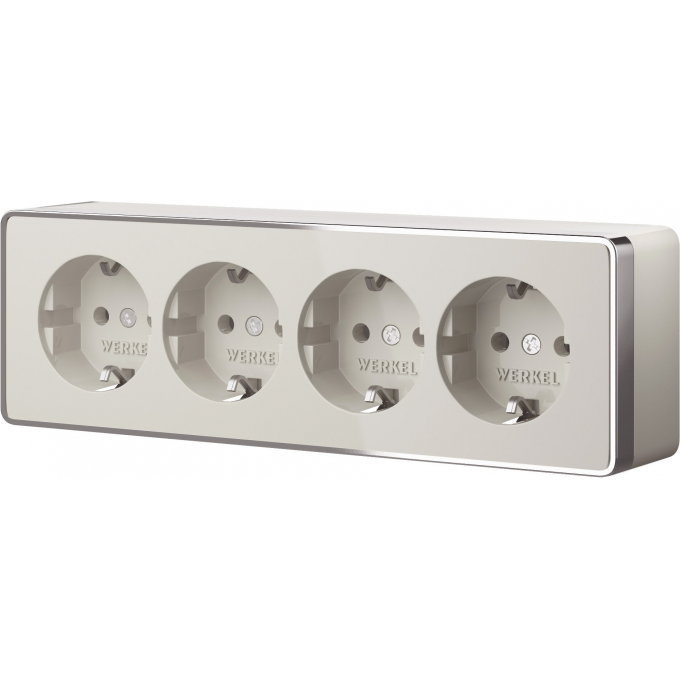 Розетка четверная WERKEL GALLANT W5072204 с заземлением и шторками (слоновая кость) a071253