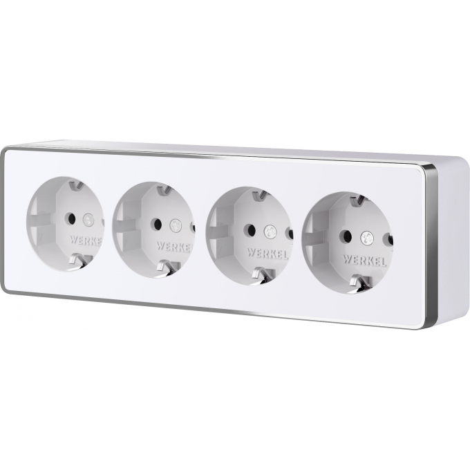 Розетка четверная WERKEL GALLANT W5072210 с заземлением и шторками (белый) a071252