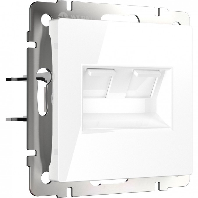 Розетка двойная Ethernet RJ-45 WERKEL W1181101 белая a051115 Розетка двойная Ethernet RJ-45 WERKEL W1181101 белая a051115