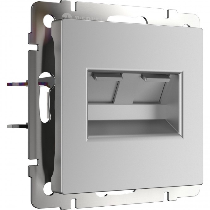 Розетка двойная Ethernet RJ-45 WERKEL W1181106 серебряный a051523 Розетка двойная Ethernet RJ-45 WERKEL W1181106 серебряный a051523