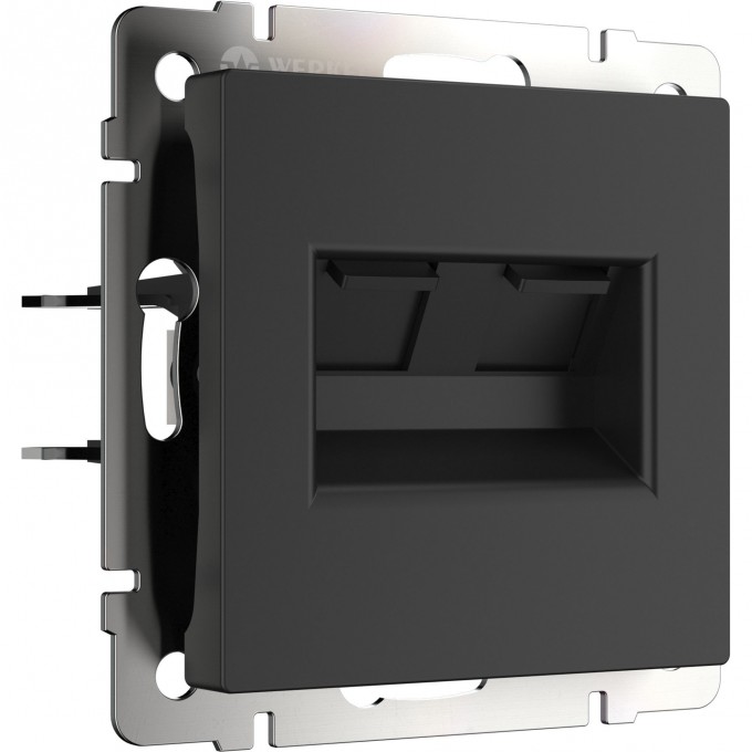 Розетка двойная Ethernet RJ-45 WERKEL W1182208 черный матовый a051616 Розетка двойная Ethernet RJ-45 WERKEL W1182208 черный матовый a051616