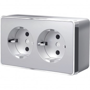 Розетка двойная с заземлением WERKEL GALLANT W5072106 серебряный