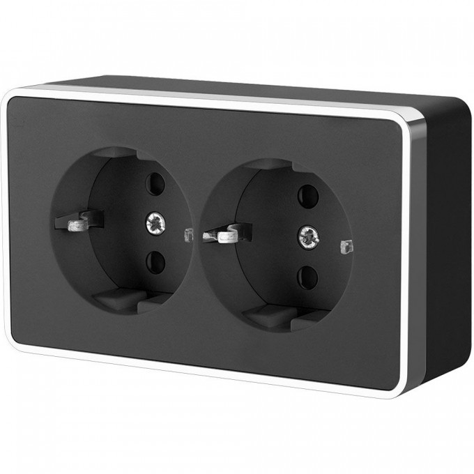 Розетка двойная с заземлением WERKEL GALLANT W5072135 черный/хром a050977 Розетка двойная с заземлением WERKEL GALLANT W5072135 черный/хром a050977
