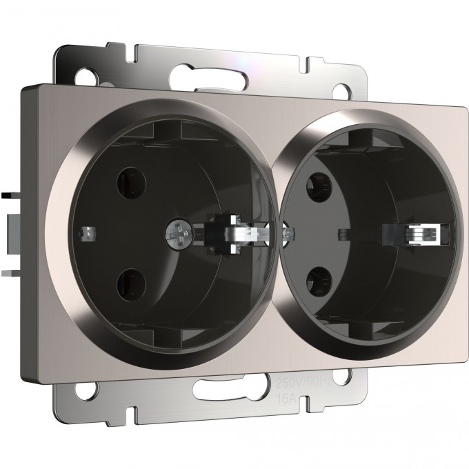 Розетка двойная с заземлением WERKEL W1172002 глянцевый никель a051095 Розетка двойная с заземлением WERKEL W1172002 глянцевый никель a051095