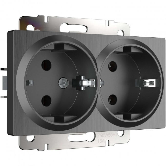 Розетка двойная с заземлением WERKEL W1172004 графит рифленый a050745 Розетка двойная с заземлением WERKEL W1172004 графит рифленый a050745