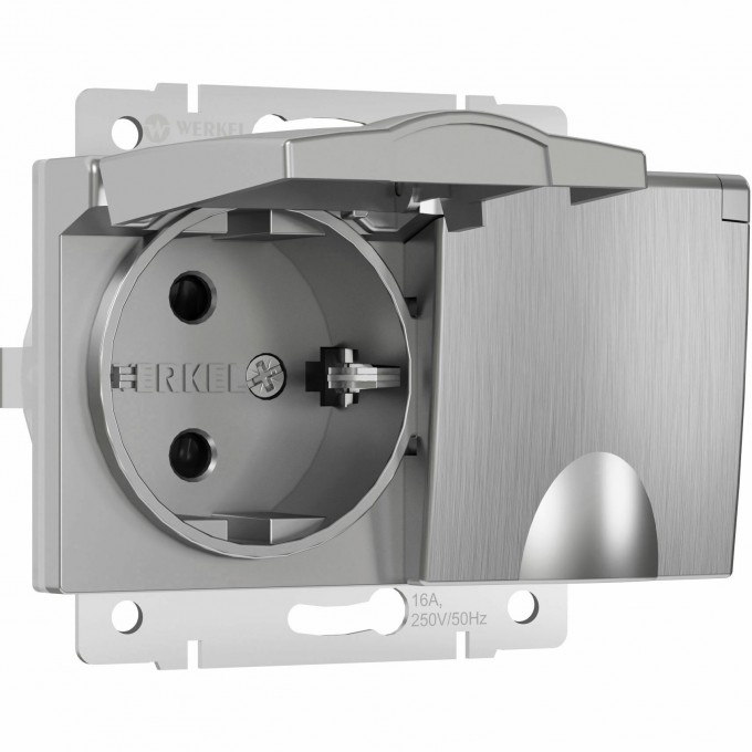 Розетка двойная WERKEL W1172209 влагозащищенная, с заземлением/с крышками/шторками, серебряный рифленый a057288 Розетка двойная WERKEL W1172209 влагозащищенная, с заземлением/с крышками/шторками, серебряный рифленый a057288