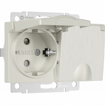 Розетка двойная WERKEL W1172213 влагозащищенная, с заземлением/с крышками/шторками, перламутровый рифленый Розетка двойная WERKEL W1172213 влагозащищенная, с заземлением/с крышками/шторками, перламутровый рифленый