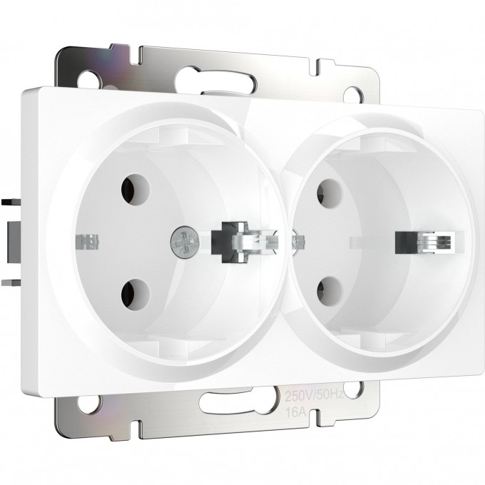 Розетка двойная WERKEL WL01-SKG-02-IP20 с заземлением белая a033471 Розетка двойная WERKEL WL01-SKG-02-IP20 с заземлением белая a033471