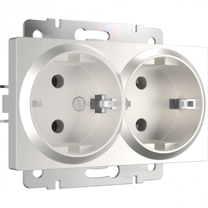 Розетка двойная WERKEL WL13-SKG-02-IP20 с заземлением перламутровый рифленый a041870 Розетка двойная WERKEL WL13-SKG-02-IP20 с заземлением перламутровый рифленый a041870