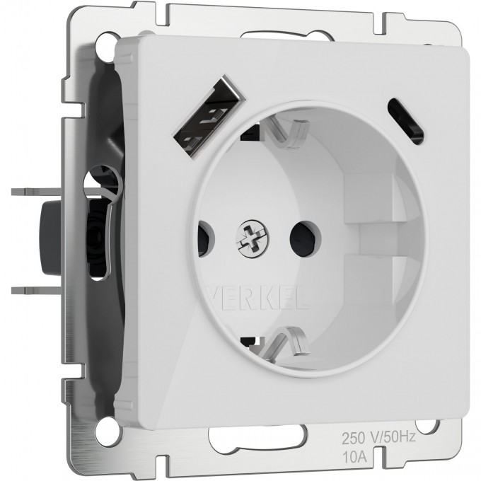 Розетка с заземлением, шторками и USB тип A+C WERKEL W1171741 (белый акрил) a064014 Розетка с заземлением, шторками и USB тип A+C WERKEL W1171741 (белый акрил) a064014