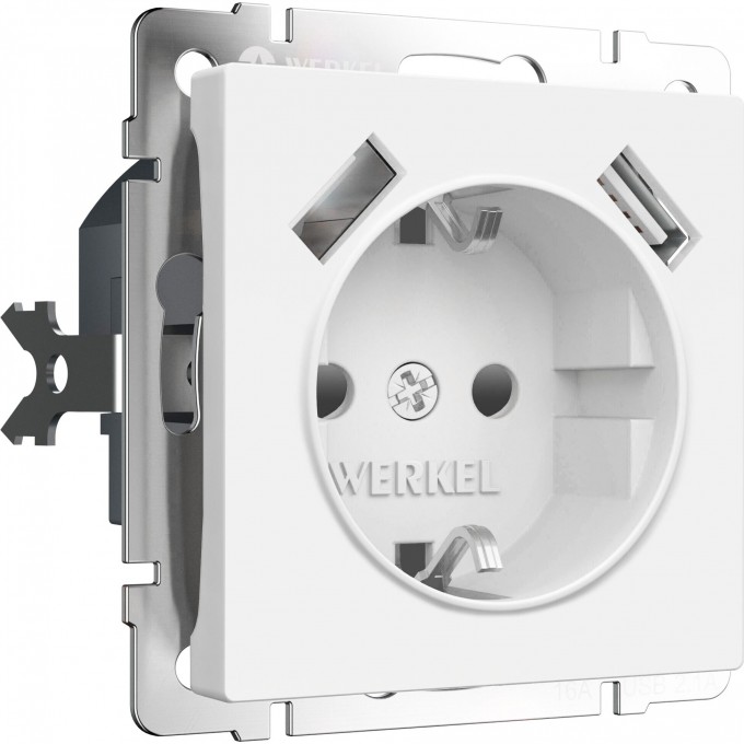 Розетка с заземлением, шторками и USBх2 WERKEL W1171561 белый матовый a062406 Розетка с заземлением, шторками и USBх2 WERKEL W1171561 белый матовый a062406