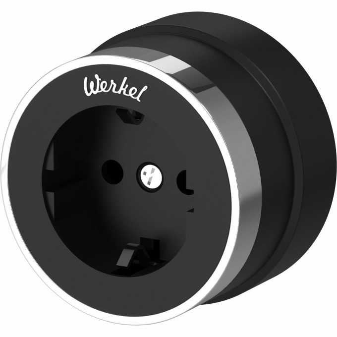 Розетка с заземлением WERKEL VINTAGE W5871051 черный матовый/хром a055919 Розетка с заземлением WERKEL VINTAGE W5871051 черный матовый/хром a055919