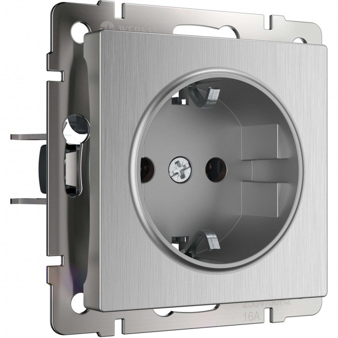 Розетка с заземлением WERKEL W1171009 cеребряный рифленый a051368 Розетка с заземлением WERKEL W1171009 cеребряный рифленый a051368