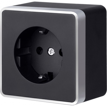 Розетка с заземлением WERKEL W5071034 Gallant черный с серебром