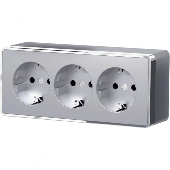 Розетка тройная WERKEL GALLANT W5073106 с заземлением и шторками, серебряный a052777 Розетка тройная WERKEL GALLANT W5073106 с заземлением и шторками, серебряный a052777