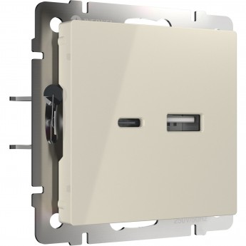 Розетка USB тип A+С WERKEL W1171803 слоновая кость Розетка USB тип A+С WERKEL W1171803 слоновая кость